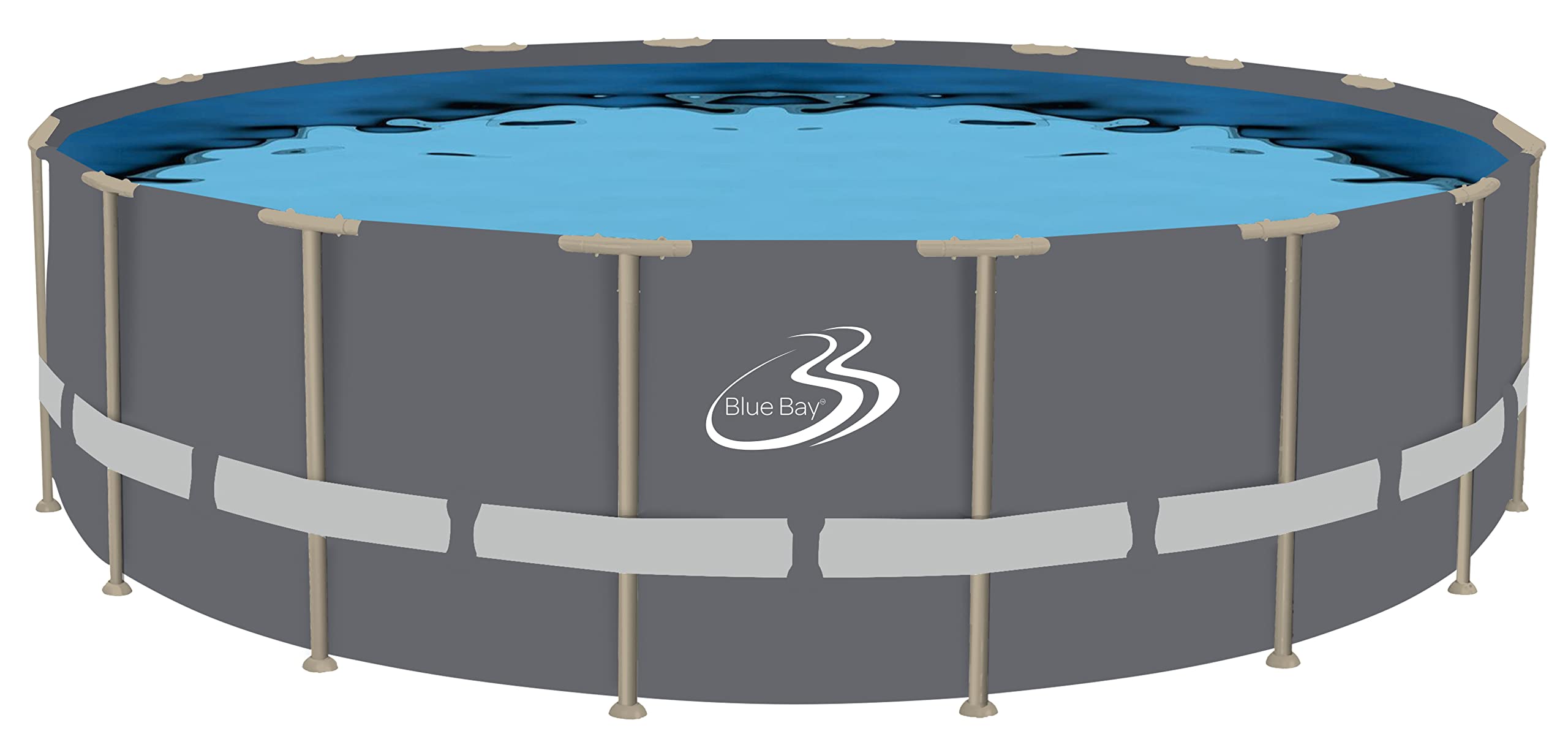 Bluebay 18 ft, 52 inch Pool | SoftSided Pool Grey/Tan Tubing | Heavy-Gauge PVC Reinforced with Polyester | Heavy-Duty Metal Frame | Frame Ladder Matching Pool Cover, EZ Clean 100 Filter by Aqualoon