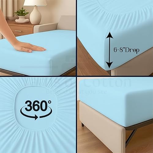 Miniatura 9 de Sleeper Sofa Juego de sábanas de 4 piezas de alta calidad, 100% algodón de 500 hilos, tejido de satén liso y súper suave, sábanas de cama extra