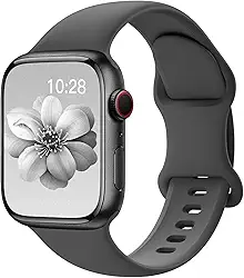 Pulseiras esportivas de silicone compatível com pulseiras de Apple Watch de 40 mm, 38 mm, 41 mm, 44 mm, 45 mm, 42 mm, 49 mm femininas e masculinas, pulseira de substituição esportiva macia e