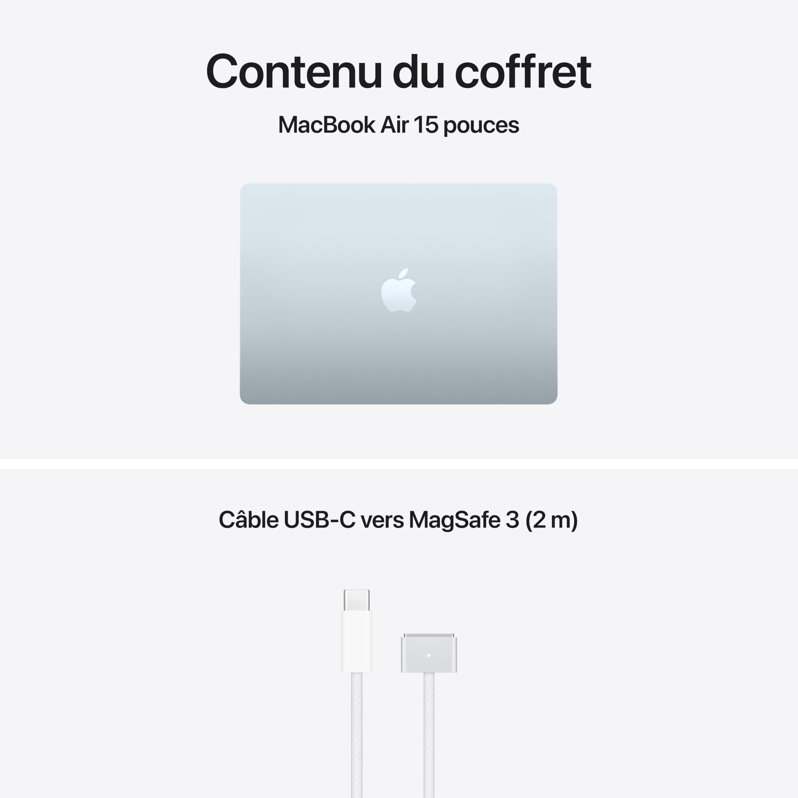 Apple MacBook Air 15 Pouces Portable avec Puce M5 : Conçu pour l’IA, Écran Liquid Retina 15,3 Pouces, Mémoire unifiée 16 Go, SSD 512 Go, Caméra Center Stage 12 MP, Touch ID, Wi-FI 7 ; Ciel