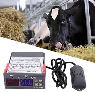 Microcomputer Temperature Control，-20 °C ~ 80 °C Digital Display Temperature and Humidity Controller Meter with Integrated Sensor，Dual Screen Dual Display Thermostat(24V)