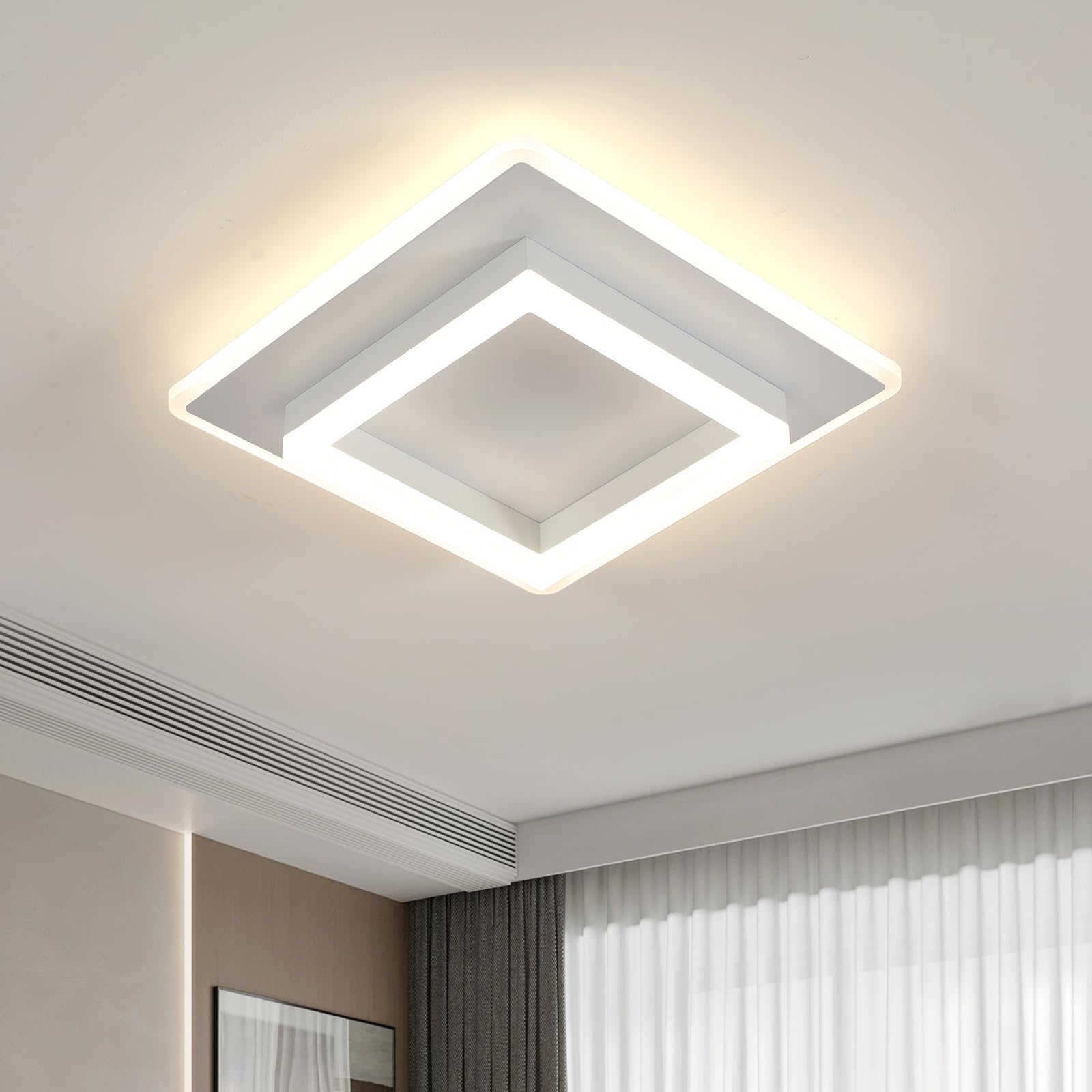 DELIPOP Plafoniera LED Soffitto Moderna, 30W Lampada da Soffitto Luce Naturale 4500K, Lampadario LED Quadrata in Acrilico per Soggiorno, Camera da letto, Cucina, Corridoio, Bianco