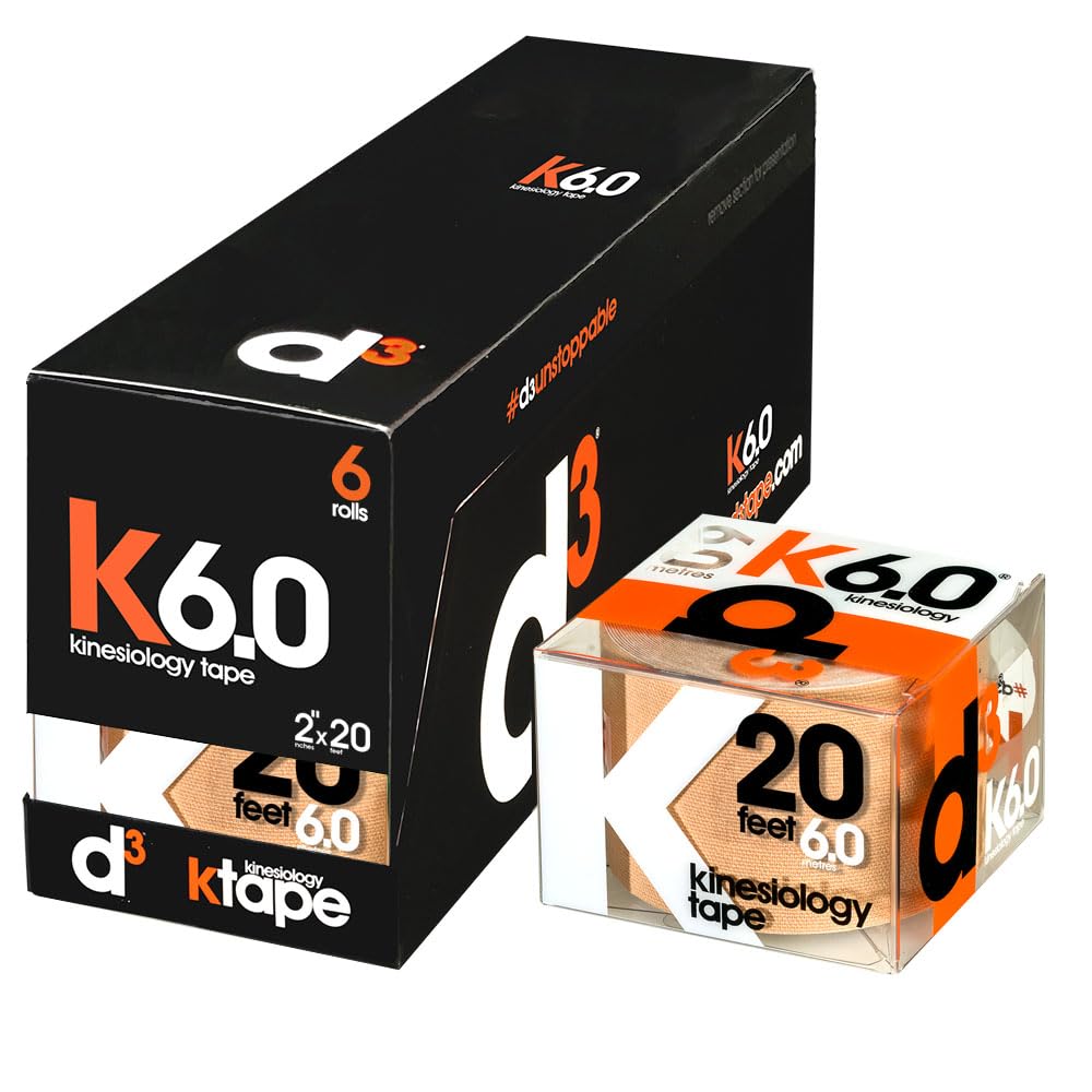 K6 0 Kinesiology Tape - 2in x 20ft Beige 6 Rolls Latex-Free Hypoallergenic Joint Muscle Sports Medical Injury