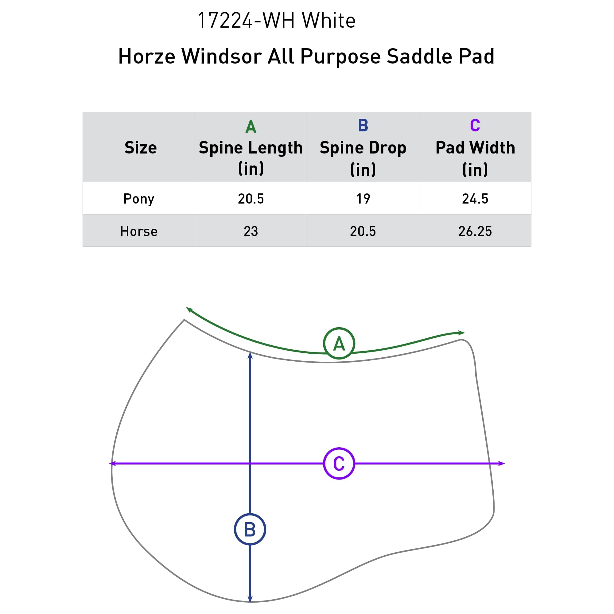 HORZE Windsor All Purpose Saddle Pad - White - Pony