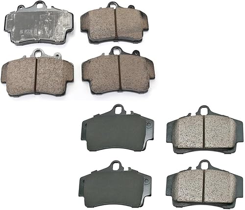 Akebono Euro Ultra Premium Juego de pastillas de freno ranuradas de cerámica delantera y trasera para Porsche Boxster 2.5L 2.7L H6 Base Roadster