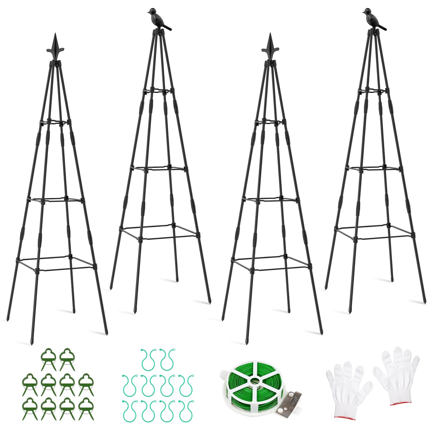 Garten Obelisk Pflanze Rankhilfe Gartenobelisken-Set Kletterhilfe für Kletterpflanzen, Metall Garten Rankgitter für öffentliche Plätze und Private Höfe,120cm 4Pcs