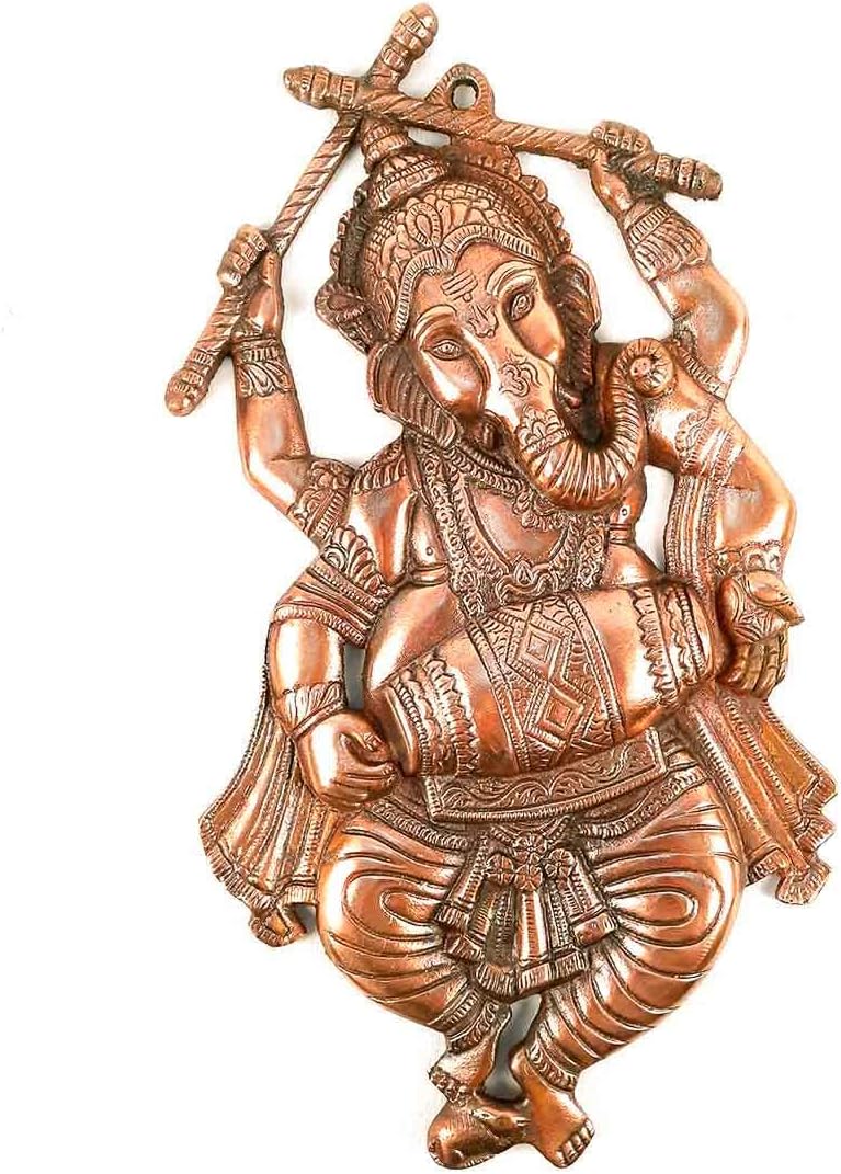 Apka Mart The Online Shop Lord Ganesh Dancing Pose Metal Wall Hanging, Bronze color, 18 Inch Height - for Wall Decor, Home Decor and Gifts