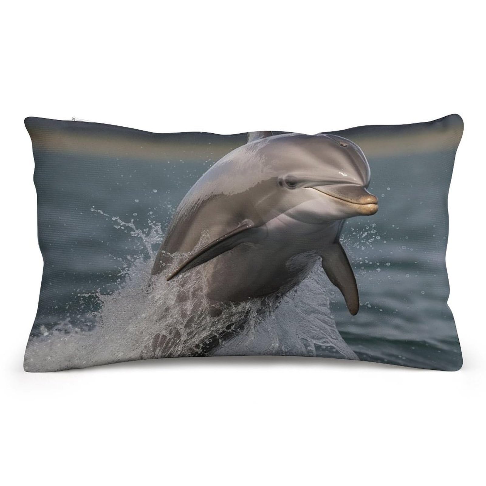 Velvet Pillowcases Standard Size 8"x12", Ultra Soft Breathable Pillow Cases for Bed, Luxury Cozy Fuzzy Pillow Shams, Lumbar Pillow Cover, Cool Dolphin Cushion Case Home Decor
