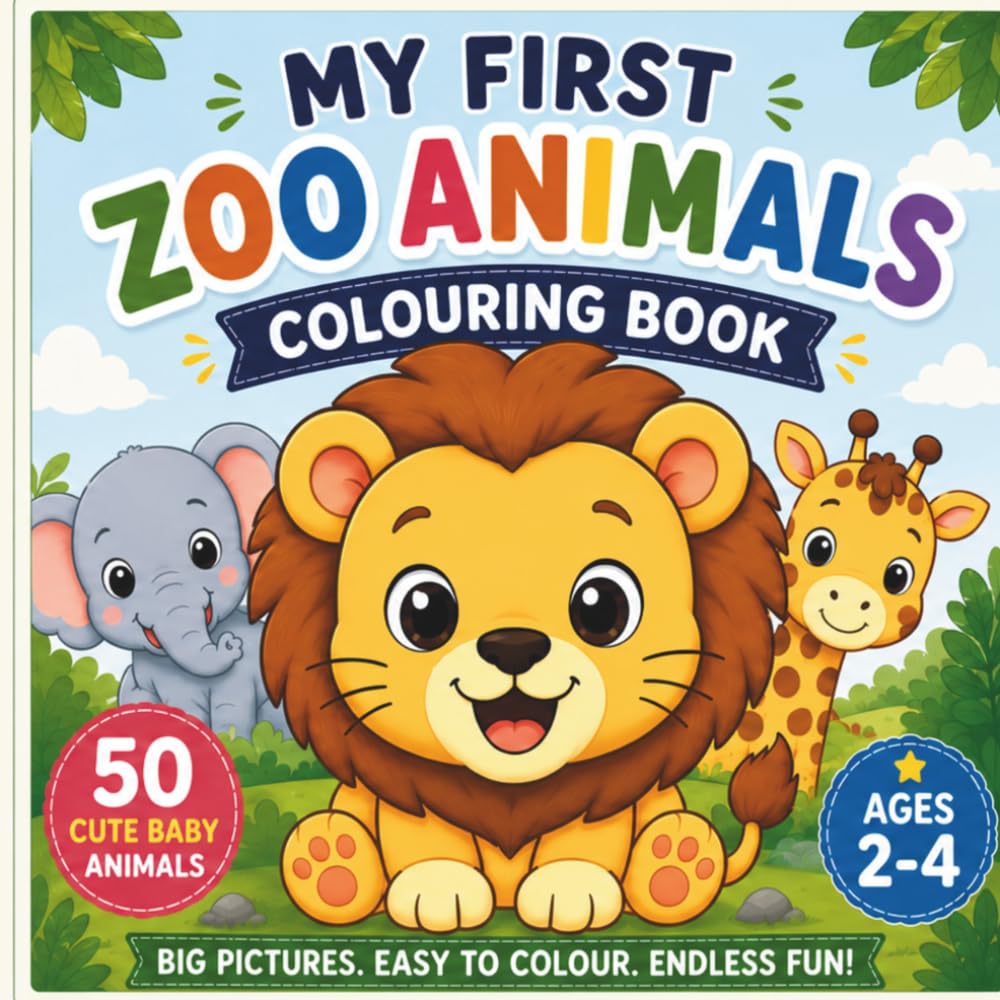 My First Zoo Animals For Toddlers Ages 2-4: Fun Zoo Designs, 50 Pages, Easy Designs