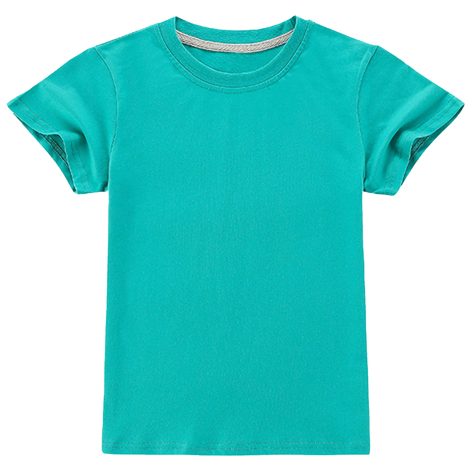 ANUFER Niños Chicas Clásico Color Sólido Algodón T-Shirts Manga Corta Cuello Redondo Camisetas Tops Siglos 2-16 Años