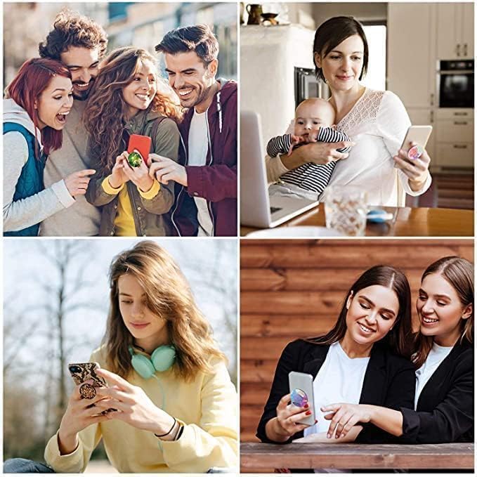 Collapsible Phone Bracket 360°Rotary Gripsfor Phones & Tablets(3 Pack) - Black and White and Pink Marble - Image 2