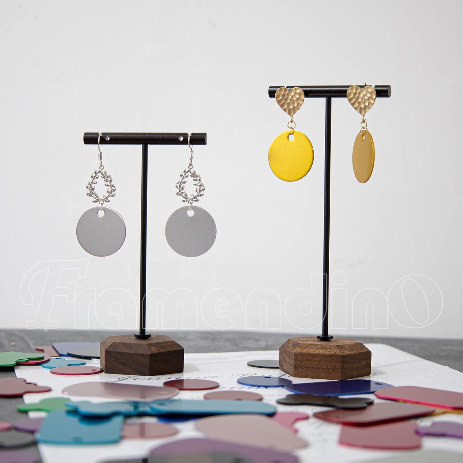 Framendino, 60 Pack Pet ID Tag Colorful Blank Double Sided Aluminum Charms for Dog Cat DIY Crafts Jewelry Making 10 Colors 3 Different Shapes - Image 8