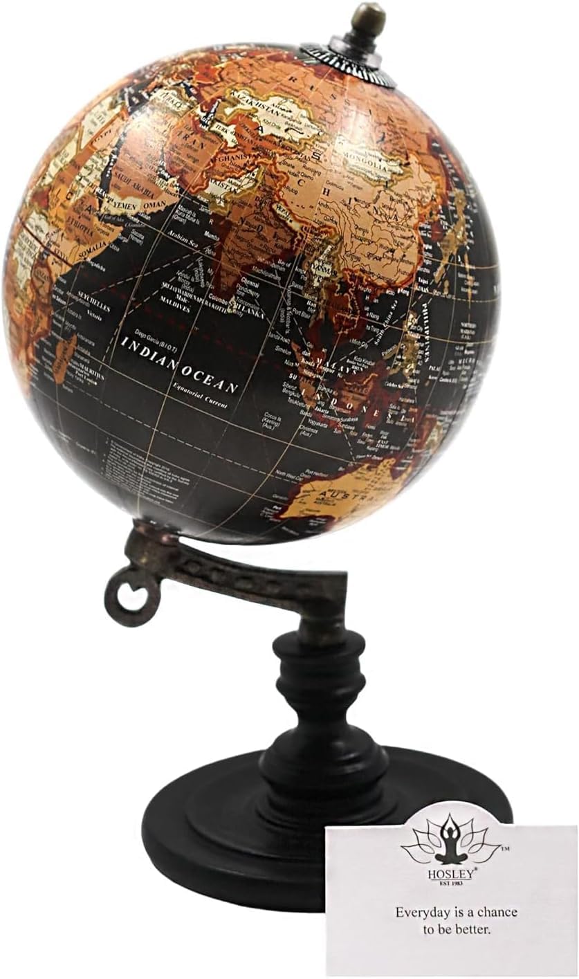Hosley 10-Inch Decorative Globe on Wooden Stand - Elegant Gift for Father's Day, Birthdays, Holidays, and Special Occasions - Perfect for Home and Office Decor