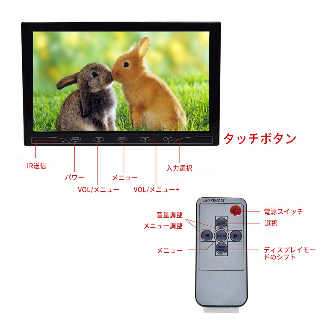 Amazon.co.jp: 10.1インチ 液晶 小型 モニター 1024X600解像度 車載