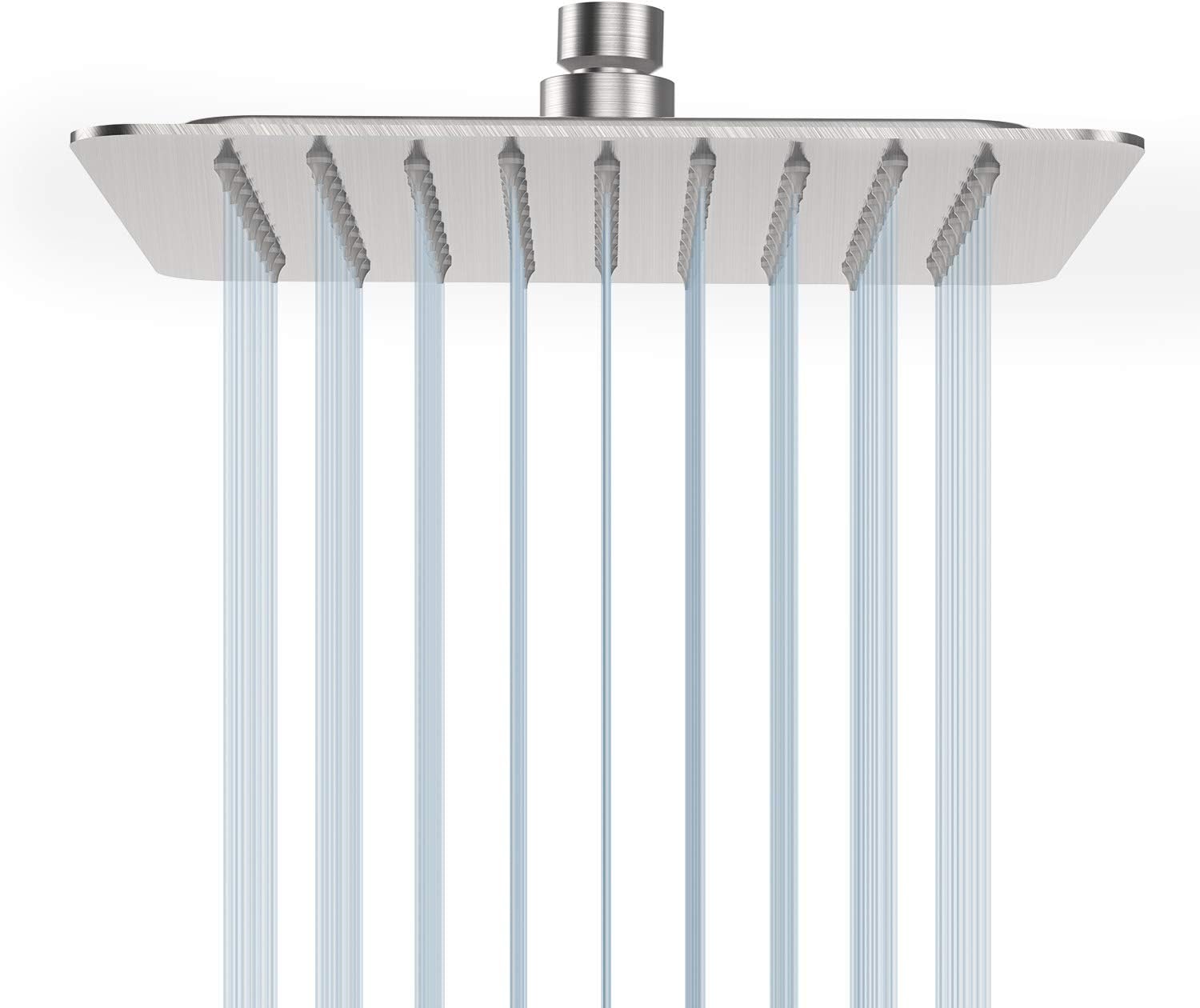 Rain Showerhead High Pressure 8 Inches Luxury Shower Head, 304 Stainless Steel Rainfall Adjustable Shower Head for Bath Ultra Thin Showerhead with Silicone Nozzles, Brushed Nickel 8 Inch Brushed Nickel