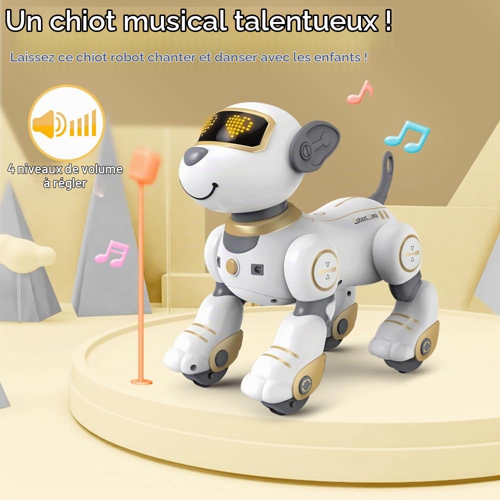 VATOS Jouet Robot Chien Télécommandé Enfants - Interactif Chien Robot Programmable 17 Fonctions, Intelligent Marchant Chien Chantant Danse Touchant Suivre, Jouets pour Filles 3-12 Cadeaux
