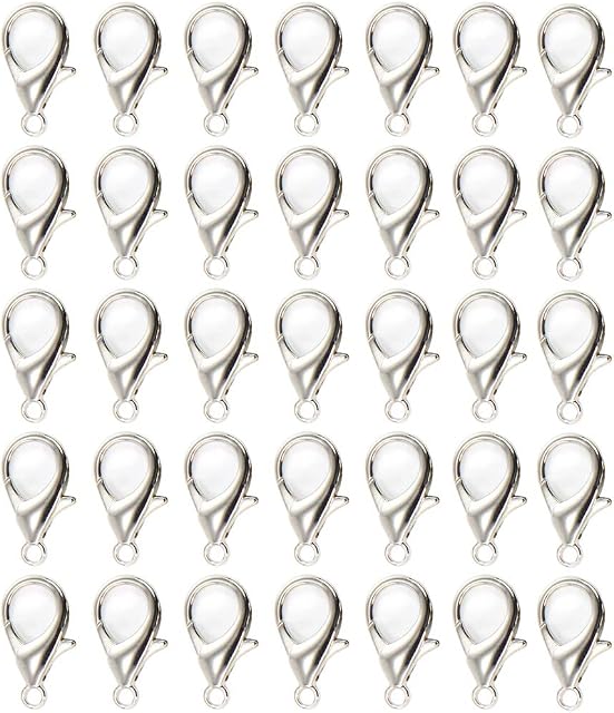 Tweal Lobster Clasps,100Pcs Alloy Lobster Claw Clasps for DIY Craft Jewelry Making Necklace Bracelet Findings(Silver 12MM)