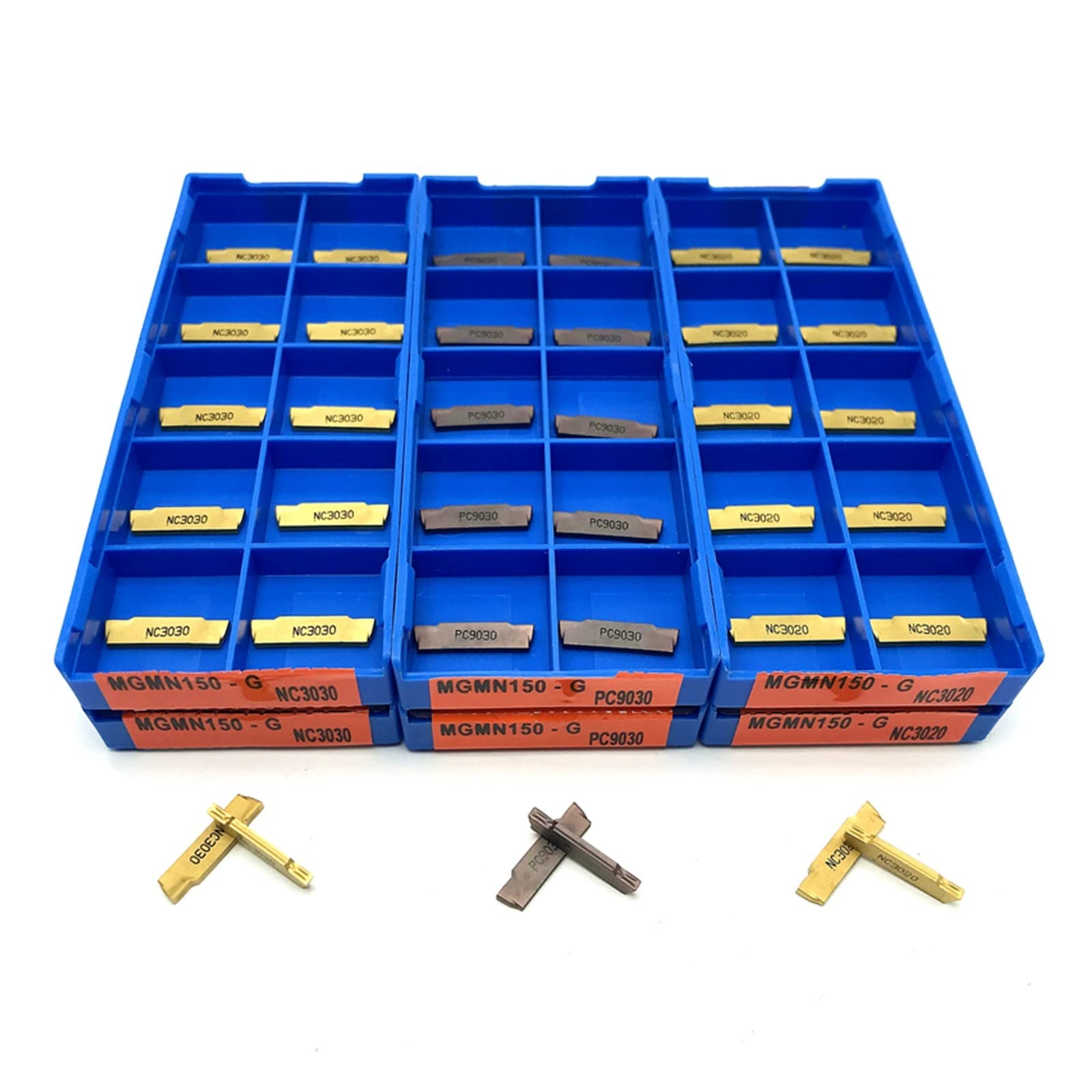 Keebi 10Pcs (1 Box) 10 Pcs Carbide Turning Inserts Grooving Tool Mgmn150 Mgmn200 Mgmn300 Pc9030 Nc3020 Nc3030 Grooving Insert For Mgehr External Tool Holder (Angle : Mgmn150 Pc9030, Shank Diameter : )