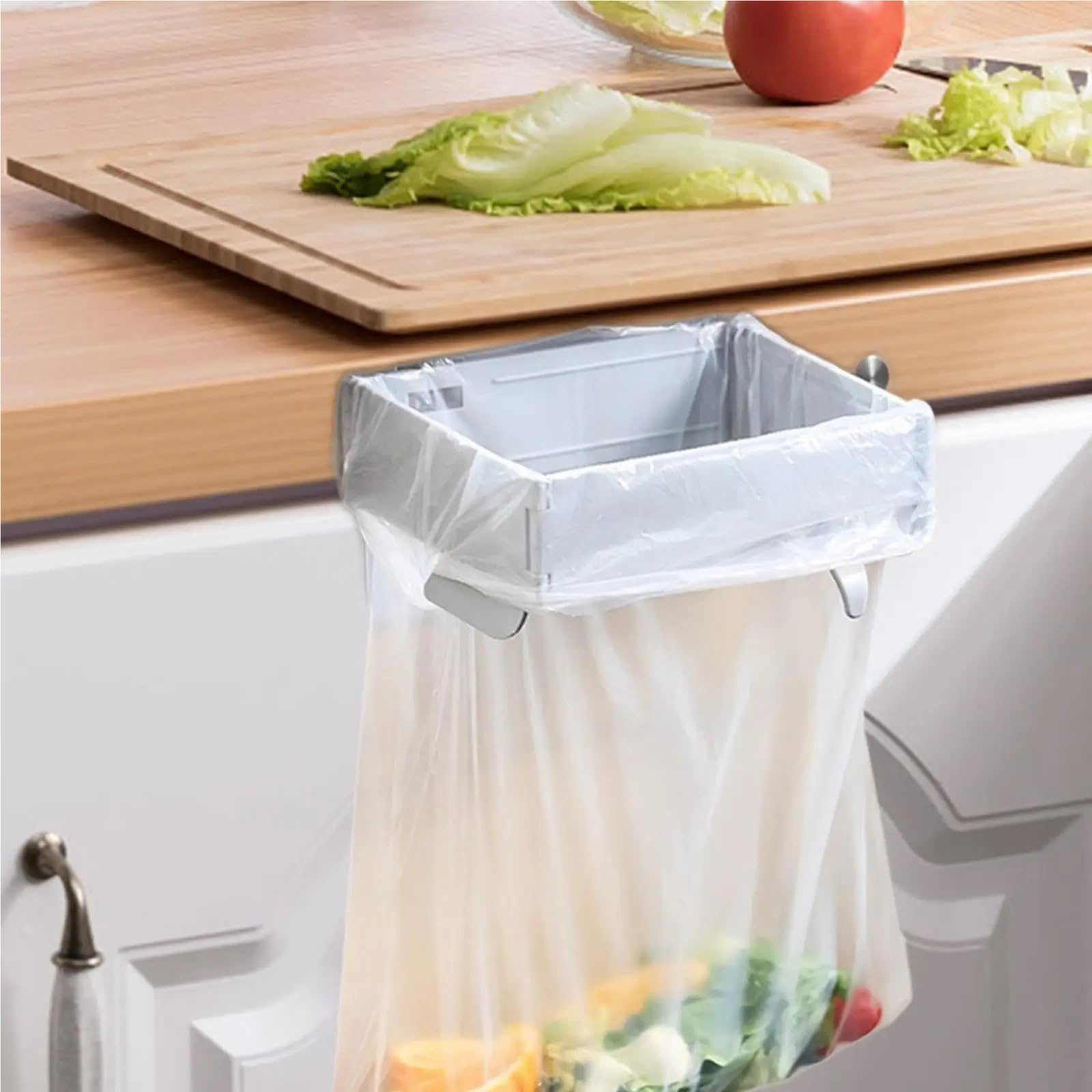 Estante Colgante for Bolsa de Basura, Soporte for Cubo Cocina, for portátil for armarios baño y hogar, 3 uds para Bolsas(White)