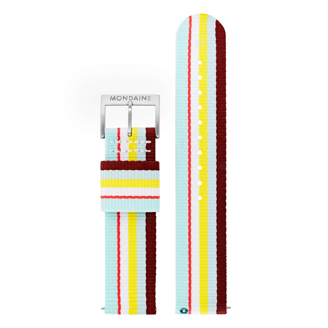 Mondaine Cinturino tela a righe, misura 20 mm, sistema cambio facile easyclick, ricambio originale Classic A660.30360