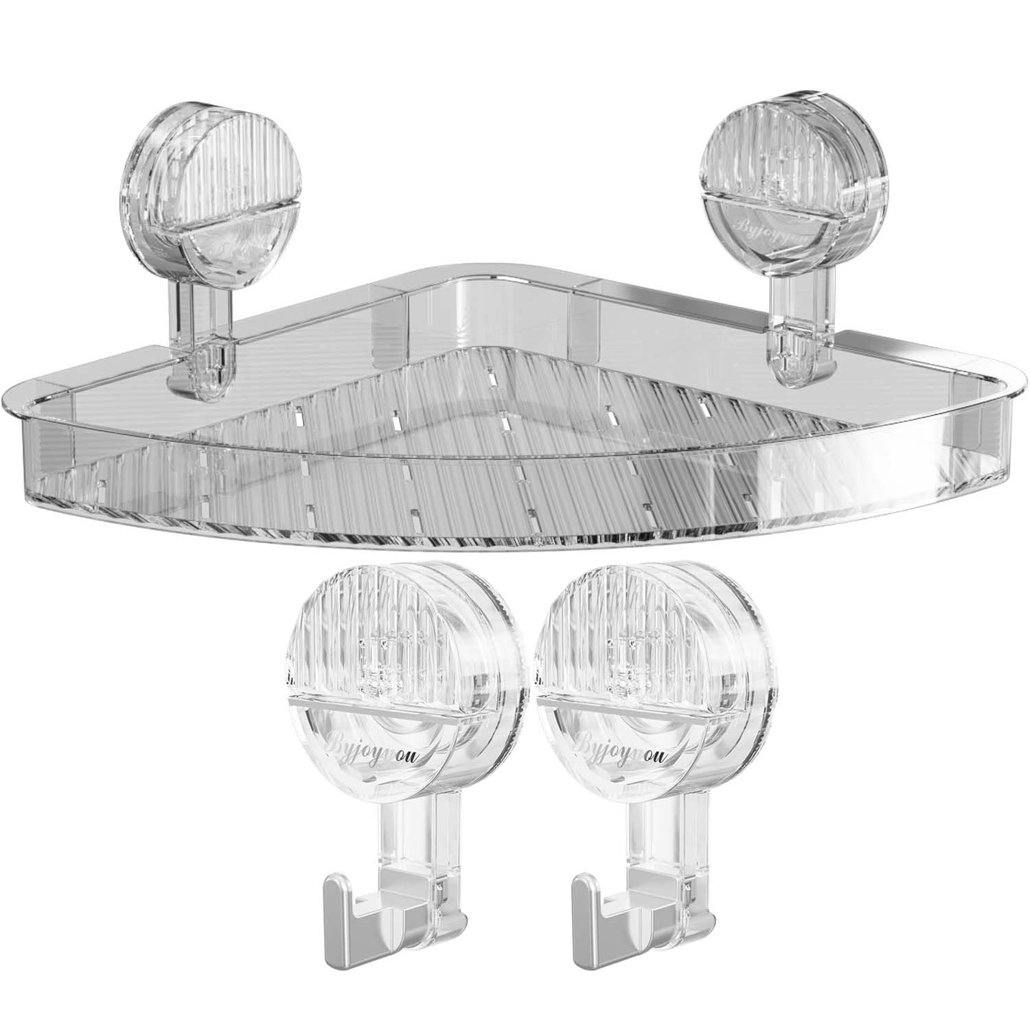 Shower Caddy, Suction Cup Corner Shower Organizer With 2 Suction Hooks or Suction Cup Replacements