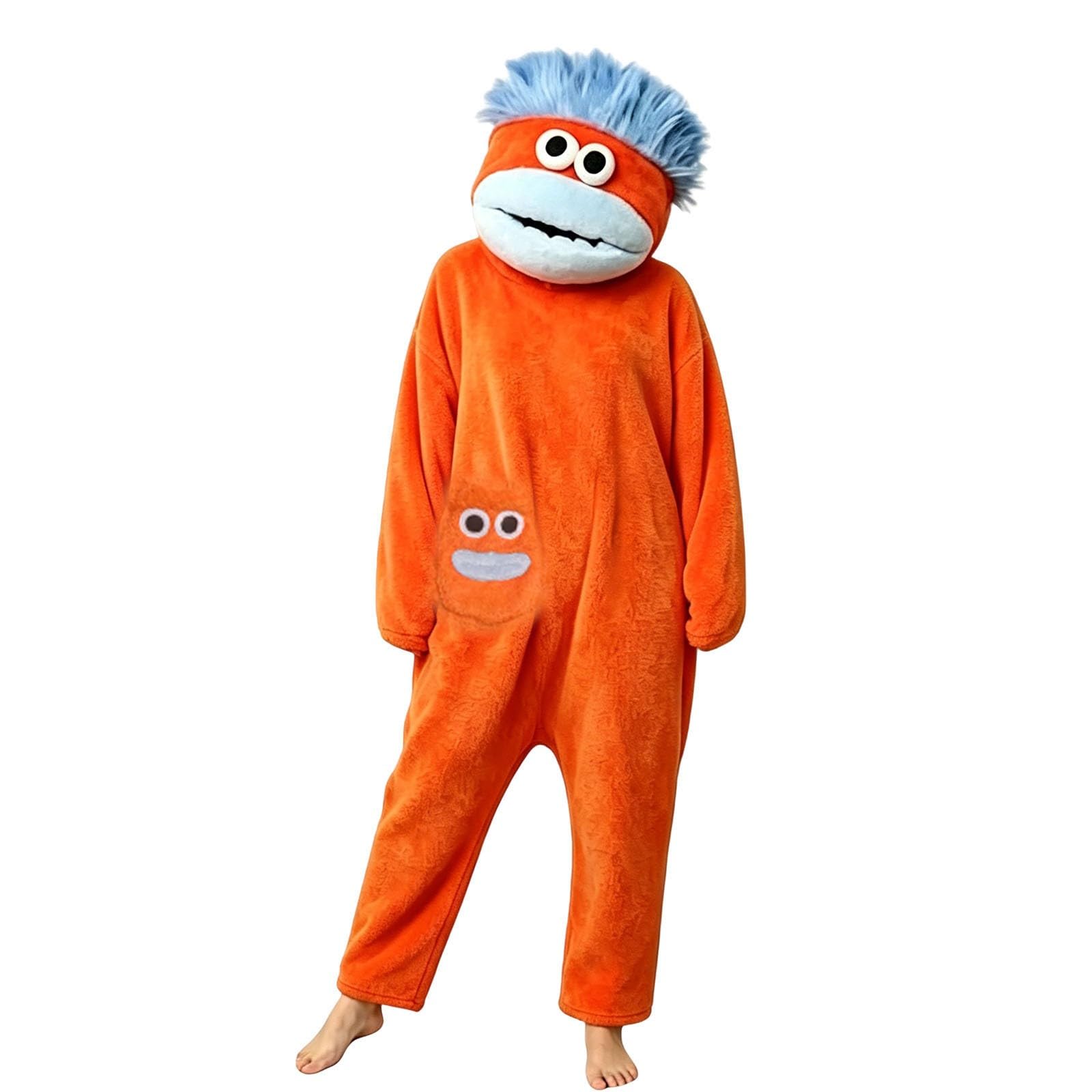 Funny Silly Onesie Kids Halloween Costume Hooded Jumpsuit Big Mouth Monster Funny Silly Onesie Kids Halloween Costume Hooded Jumpsuit Big Mouth Monster (A-6-Red, 4-5 Years) — image 1