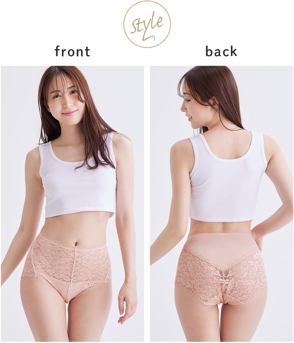 [ニッセン] レギュラーショーツ レディース 綿混ストレッチレーシー深ばきショーツ５枚組 ヌーディカラー 8L