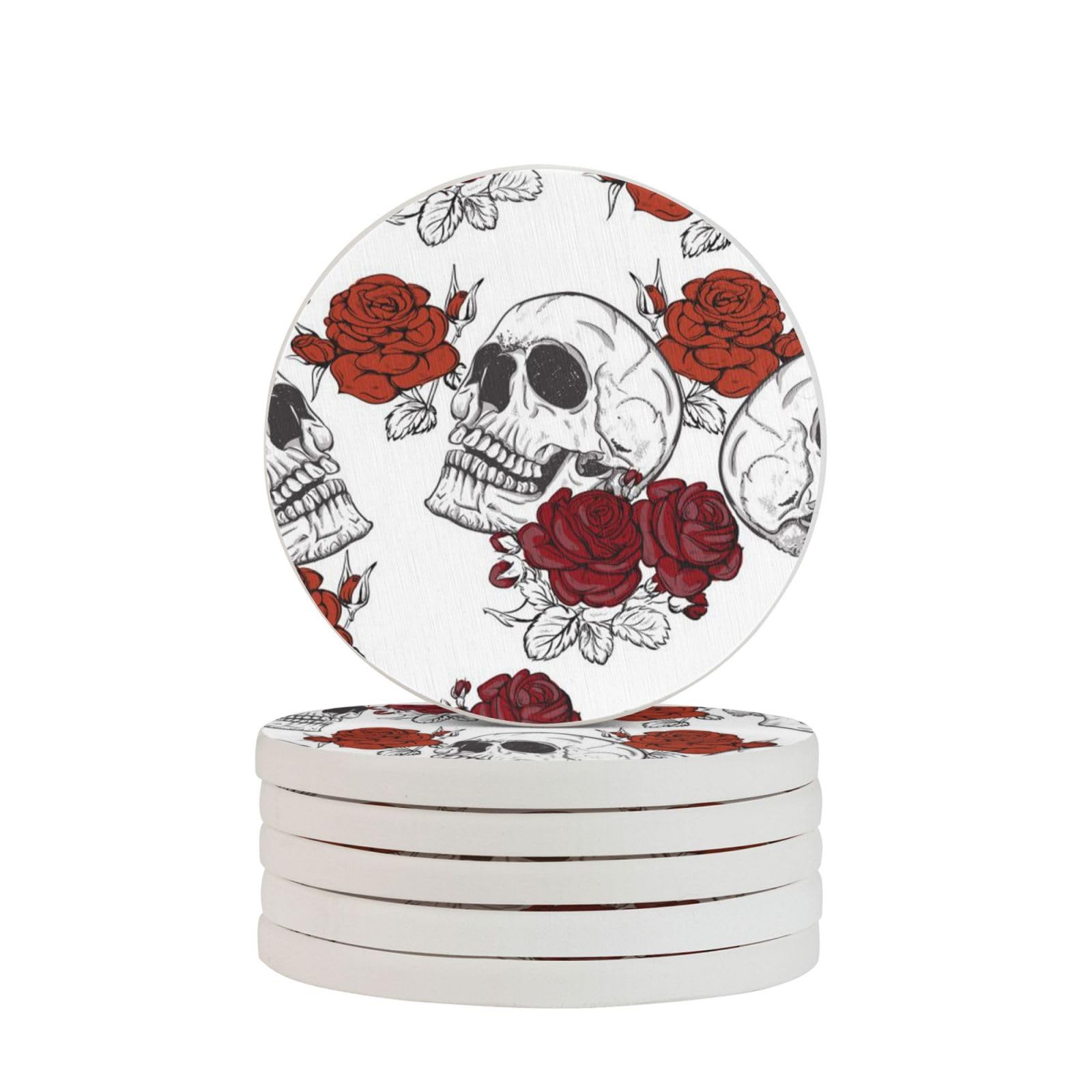 Dessous de verre crâne fleuri en diatomite ultra absorbant et anti-tache