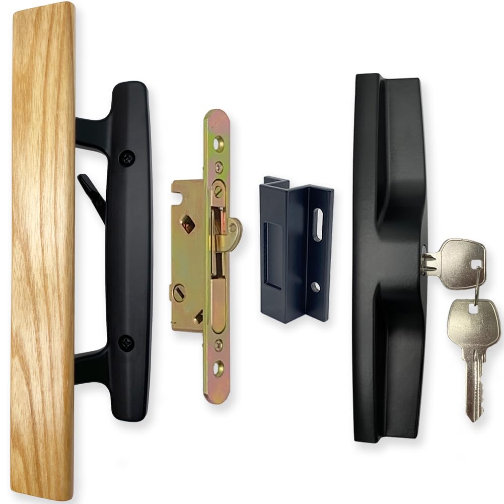 ALLYWASAI Patio Sliding Patio Door Handle Set with Mortise Lock