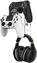NiHome Clear Acrylic Game Controller Wall Hanger Stand, Dual Gamepad Controller & Headphone Hanger Holder for Xbox PS5 PS4 PS3 Switch, Wall Mount Stand Organizer for Gaming Accessories