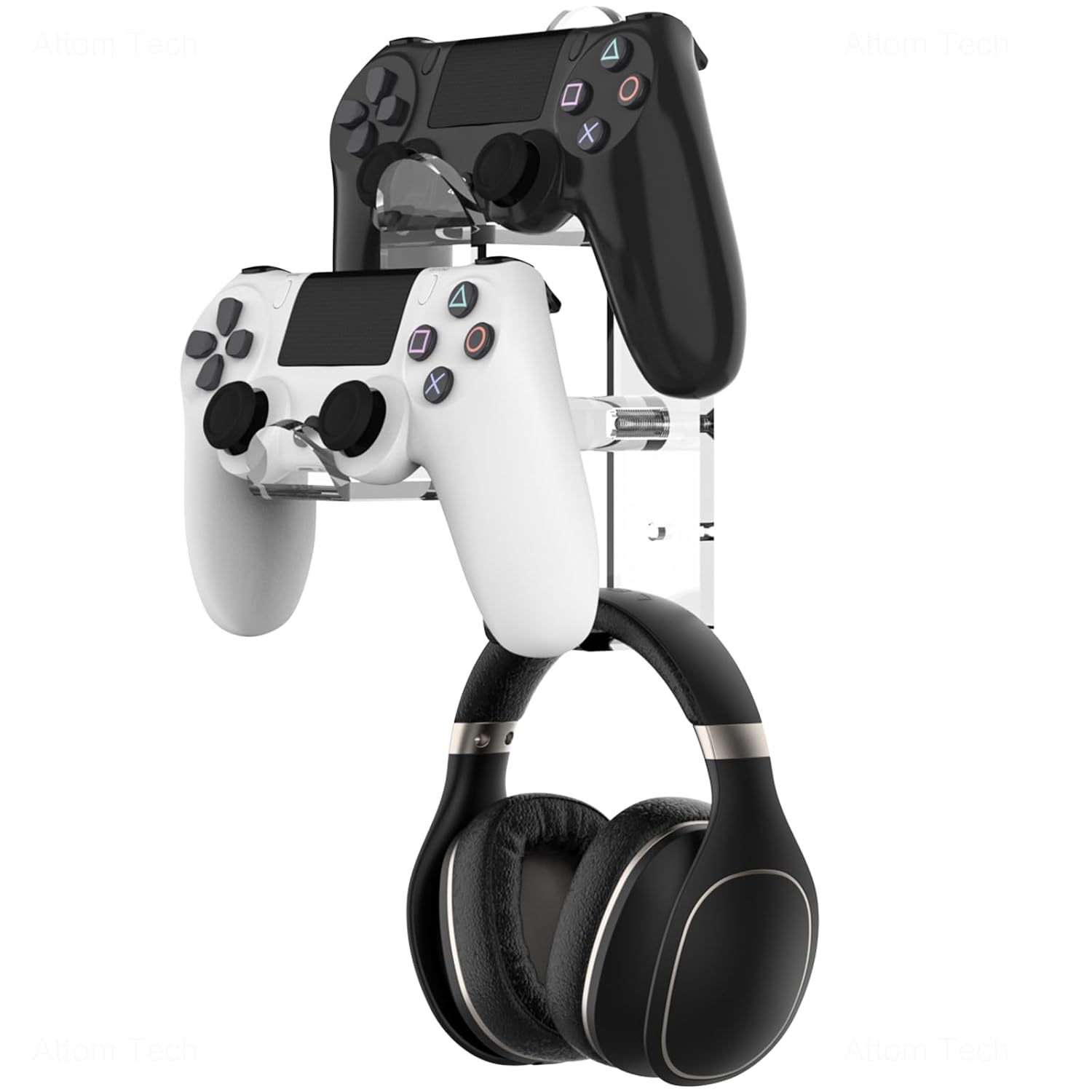 NiHome Clear Acrylic Game Controller Wall Hanger Stand, Dual Gamepad Controller & Headphone Hanger Holder for Xbox PS5 PS4 PS3 Switch, Wall Mount Stand Organizer for Gaming Accessories