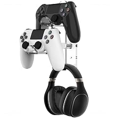 NiHome Clear Acrylic Game Controller Wall Hanger Stand Dual Gamepad Controller Headphone Hanger Holder for Xbox PS5 PS4