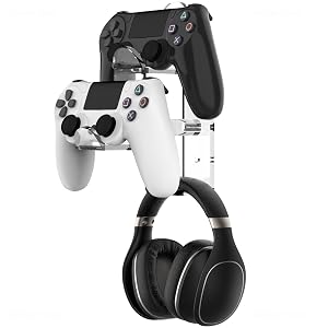 NiHome Clear Acrylic Game Controller Wall Hanger Stand Dual Gamepad Controller Headphone Hanger Holder for Xbox PS5 PS4