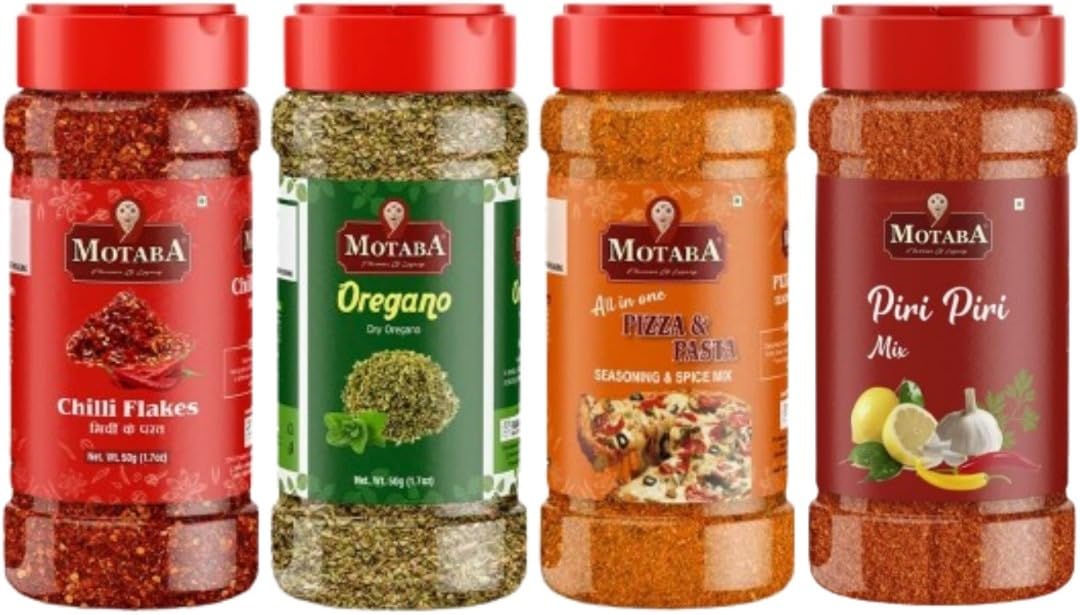 See full amazon price history chart for Motaba Masala Chilli Flakes-50g, Dry Oregano-50g, Pizza-Pasta Seasoning-70g & Piri Piri-100g |Fresh and Natural Herbs and Seasonings/Hygienically Packed-(Pack of 4, 270 grm) Motaba Masala Chilli Flakes-50g, Dry Oregano-50g, Pizza-Pasta Seasoning-70g & Piri Piri-100g |Fresh and Natural Herbs and Seasonings/Hygienically Packed-(Pack of 4, 270 grm) (B0DF7BT8ZN) Amazon Price History, Amazon Price Tracker