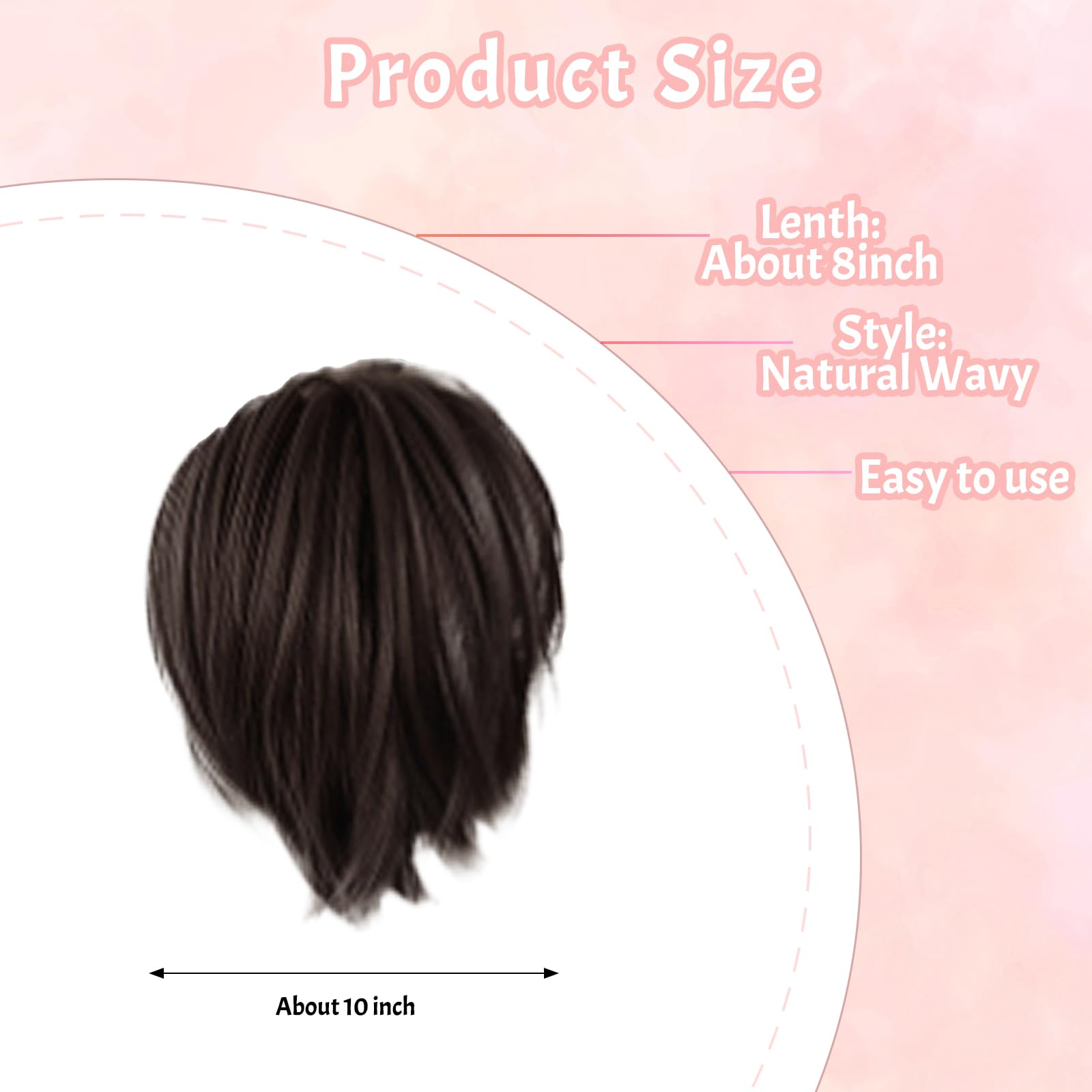 Deaguid Claw Clip Short Ponytail Hair Extensions, Natural Synthetic Ponytail Extension Claw Clip - Image 2