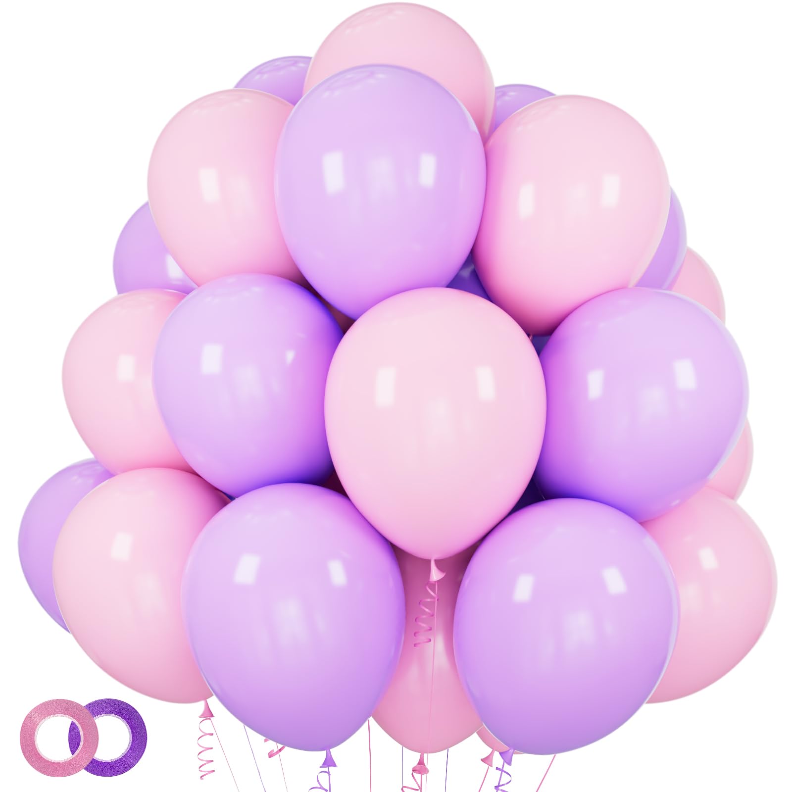 Pink and Purple Balloons 100 Pack 12 inch Light Pink Purple Latex Balloons for Girls Womens Butterfly Baby Shower Decorations Birthday Wedding,