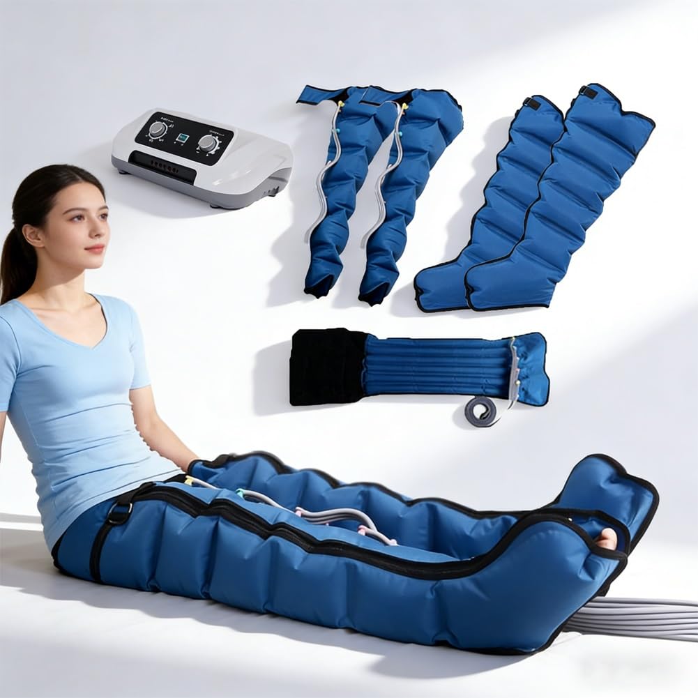 Pressoterapia Linfodrenaggio Total Body, Massaggiatore per Gambe, Braccia e Addome, Macchinario Circolazione e Drenaggio Linfatico, 6 Camere