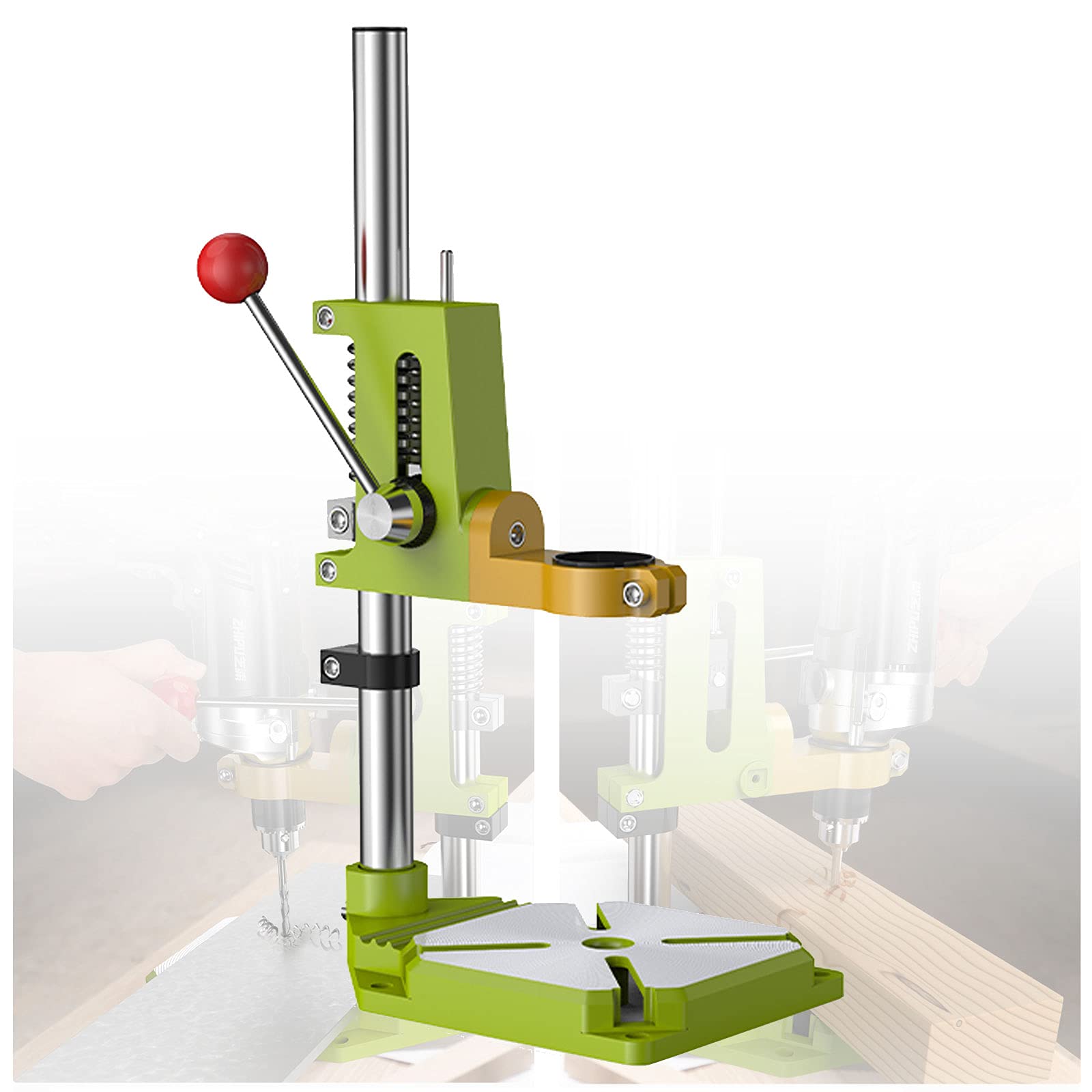 Drill Press Stand with Vice, Benchtop Drill Press Adjustable Support Stand for Assist in Drilling or Cutting, Pillar Drill Stand Jaw 90°Rotating, Applicable Range of