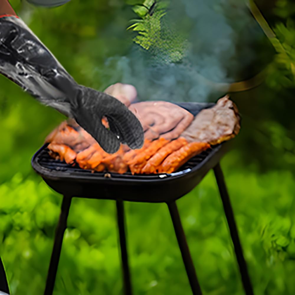 Guantes de barbacoa de -535.6 °C, guantes gruesos resistentes al calor, guantes de cocina impermeables para horno de cocina con gancho en S, parrilla/freidora/freidora Türkiye, guantes ignífugos,