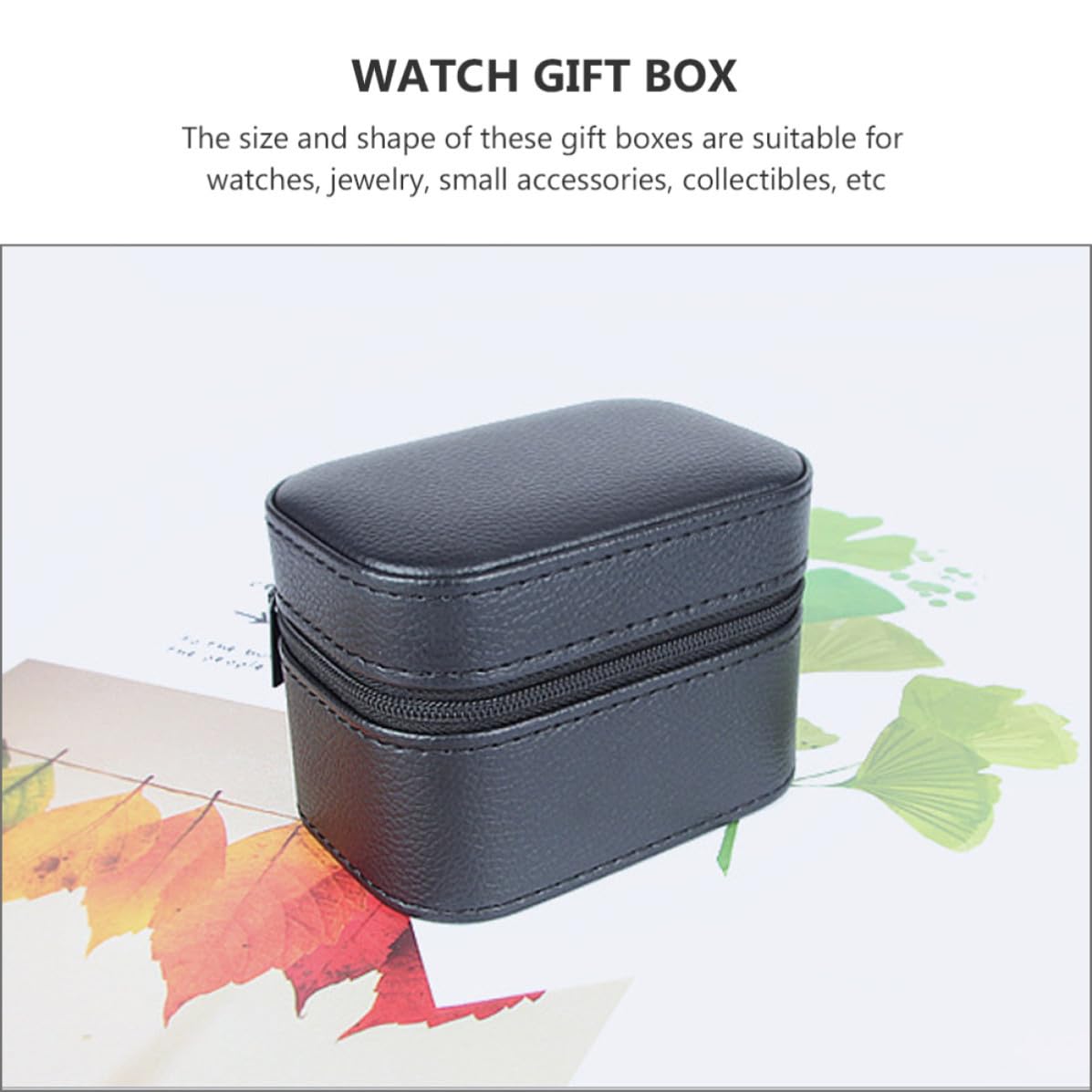 TOYANDONA Caja de Reloj de Cuero Negro Franela, Organizador Elegante