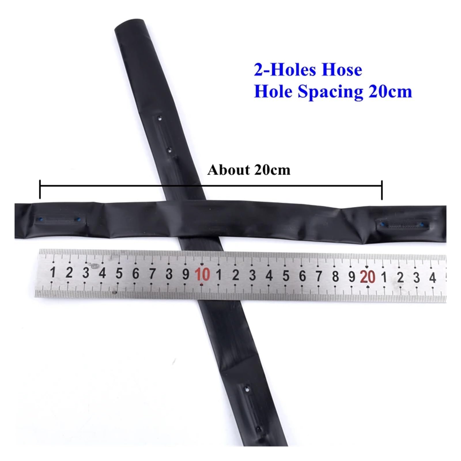 Cinta de goteo de PE, Cinta de riego por goteo 16 mm, juego 20 m, 2 orificios, negro, azul, 0,2-0,4, 10-50 cm(Set J,THICK0.2MM-HOLE PITCH30CM)