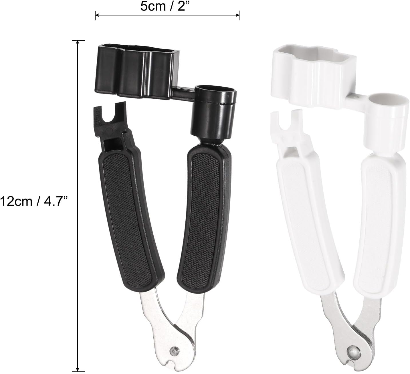 MECCANIXITY 4 Pcs Black+White Guitar String Winder Cutter Pin Puller 3 in 1 Multifunctional Guitar Maintenance Tool String Peg Winder String Cutter Pin Puller for Guitar Bass Mandolin Ukulele