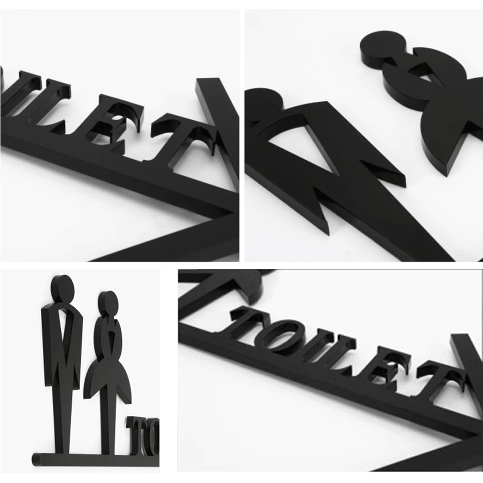Cartelli per Bagni per Aziende, Cartello per WC con Freccia Direzionale, Cartello per Bagno in Acrilico per Donne E Uomini, per Uffici E Ristoranti, 14,2 X 9 Pollici, Nero