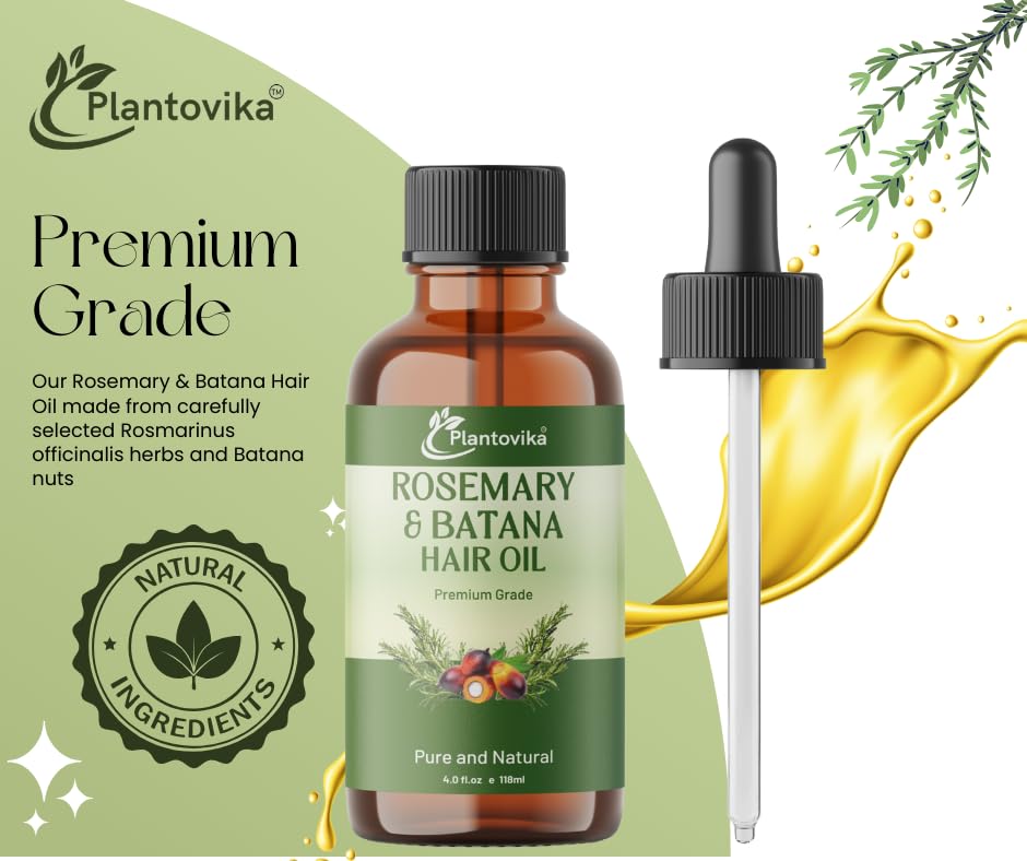 Rosemary & Batana Hair Growth Oil 4oz – Scalp & Hair Strengthening Treatment – Supports Growth, Reduces Thinning, Hydrates Dry Scalp, and Repairs Split Ends – Natural Nourishing Formula