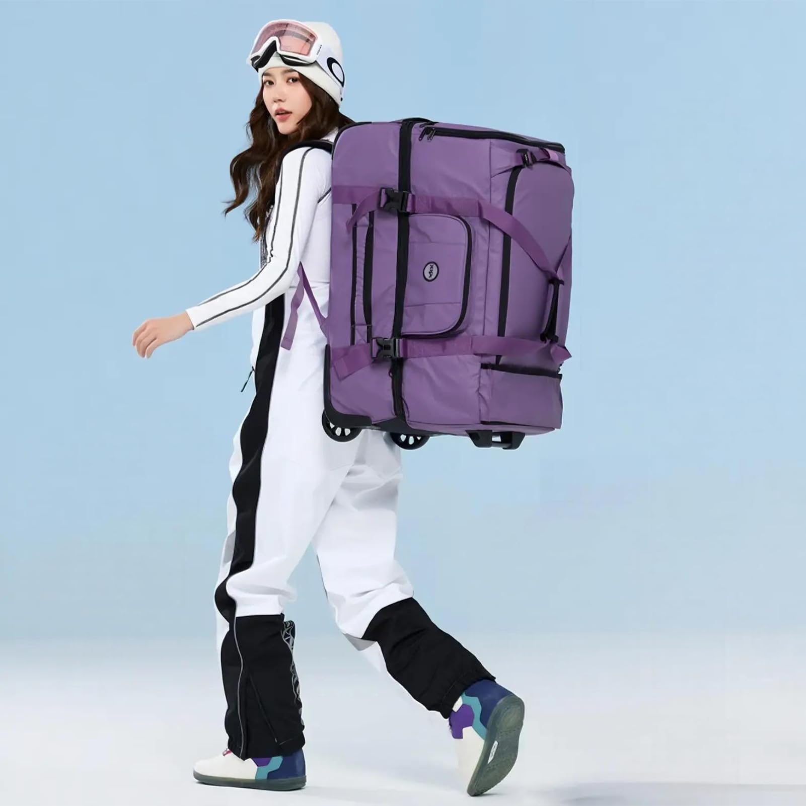 90L/100L Koffer Skitasche Reisetasche mit Rollen Skikoffer wasserdichte Große Ski Trolley Tasche Kofferrolle Rollkoffer Reisekoffer Snowboardtasche Sporttasche