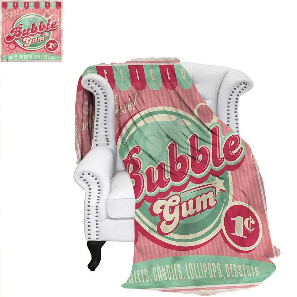 ALLMILL 1950s Blanket Sweet Bubble Gum Lollipop Digital Printing Blanket 50"x30"/24.88/