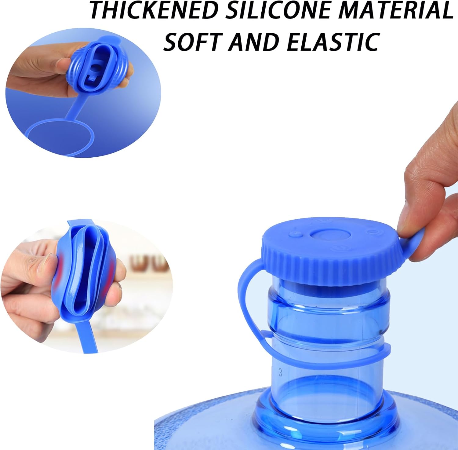 6pcs Water Jug Cap, Silicone Bucket Lid, 5 Gallon Reusable Sealed Bucket Lid, Leak Proof No Spill Silicone Replacement Cap, Water bucket cover (6) - Image 2