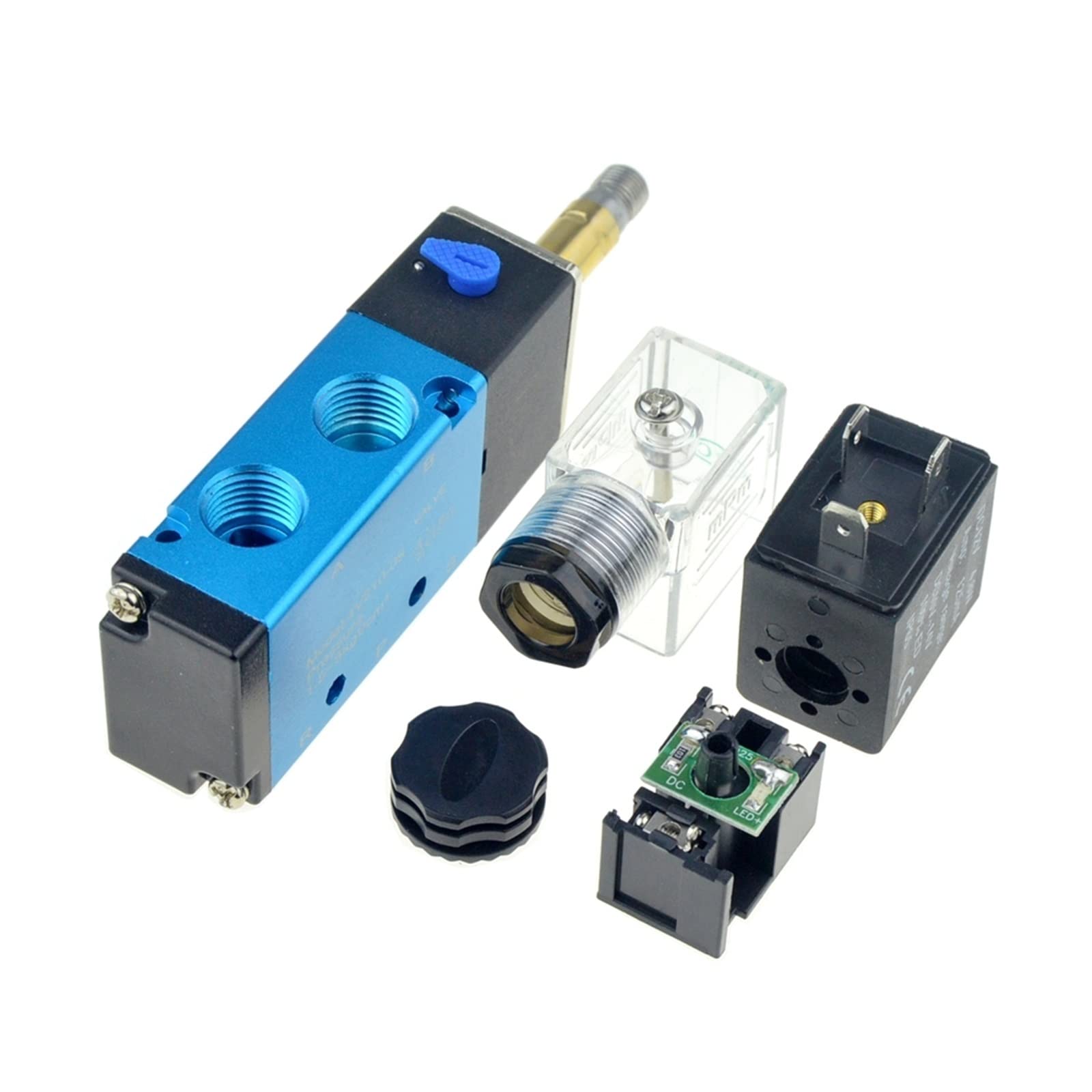 Válvula solenoide de agua, Válvula solenoide neumática eléctrica de 5 vías, 2 posiciones, 12 V, 24 V, 220 V, 6 mm, 8 mm y 10 mm, conexión de manguera, ajuste de control, válvula magnética de aire y ga