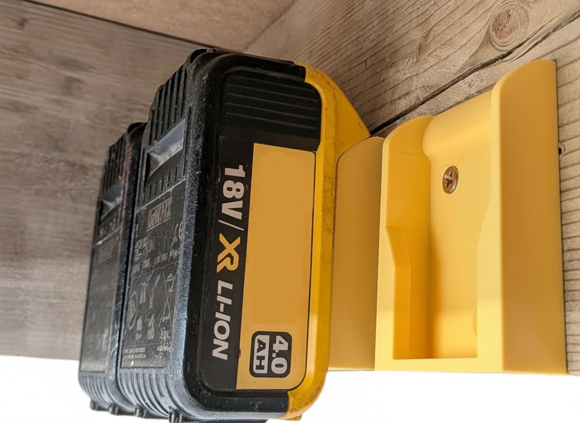 6 Pack | Battery Holder Mount Compatible with DeWalt 18V 20V 54V 60V MAX XR FlexVolt | Wall Mount Battery Storage Rack for Garage, Workshop or Van (6 Pack -Black) — view 7