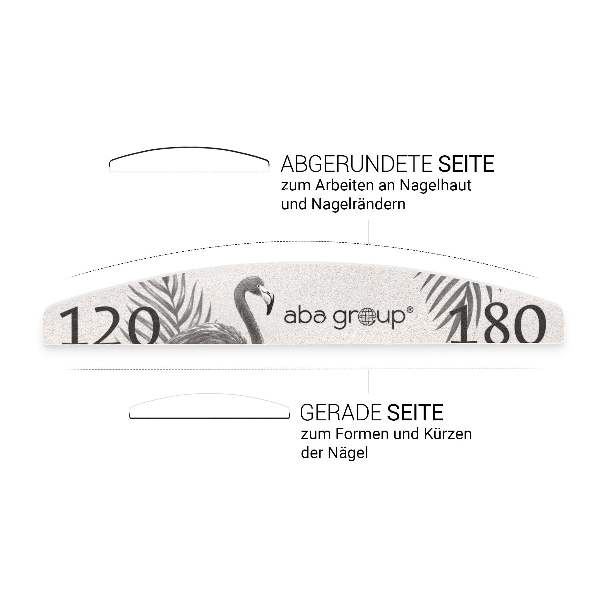 ABA GROUP Lima de uñas 120/180-100 unidades, media luna 4 mm de grosor, herramientas profesionales para uñas de gel y naturales, limas para uñas de gel, lima de uñas de doble cara, juego de archivos